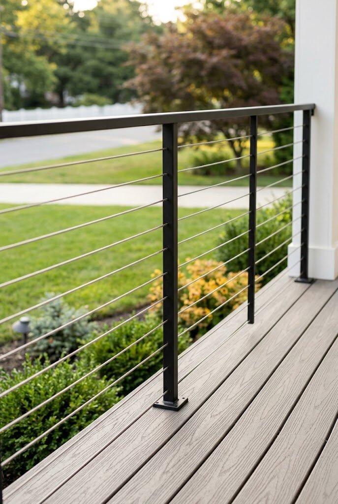 horizontal cedar cladding on modern farmhouse front porch exterior wall