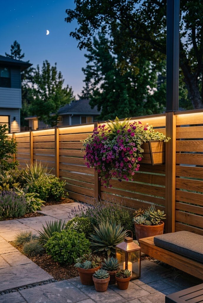 reclaimed wood horizontal fence with rustic modern texture