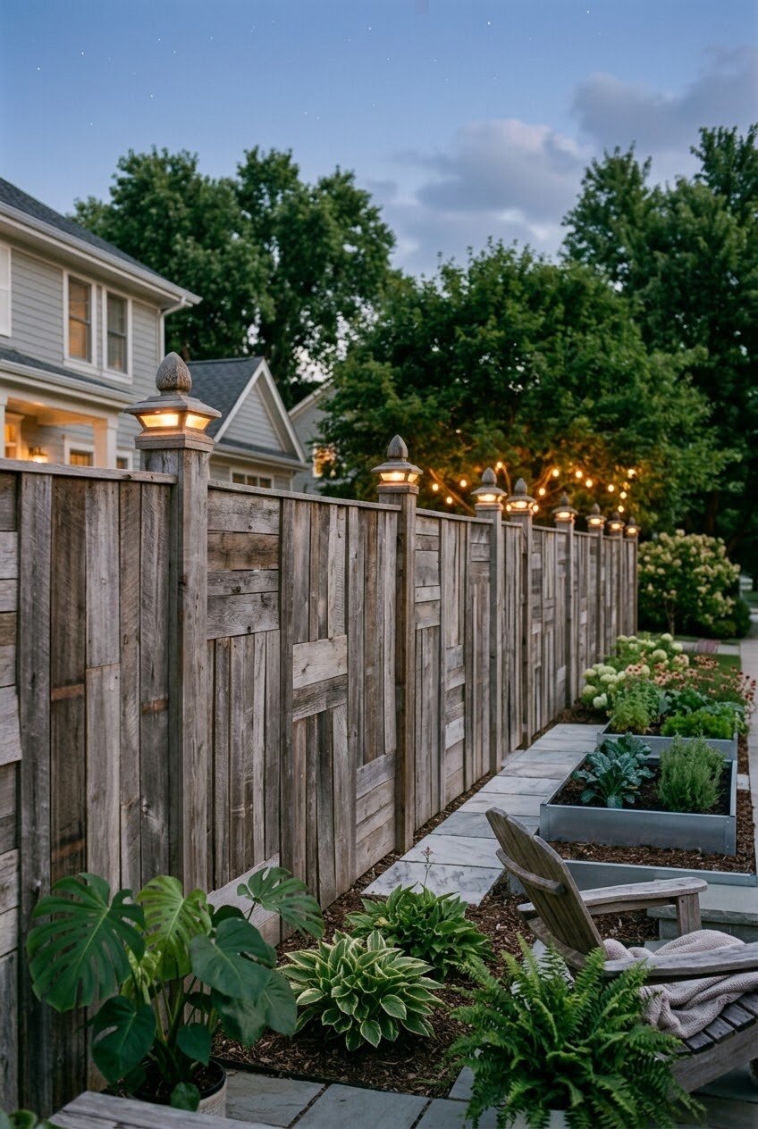 lattice top wood fence for added height and filtered light