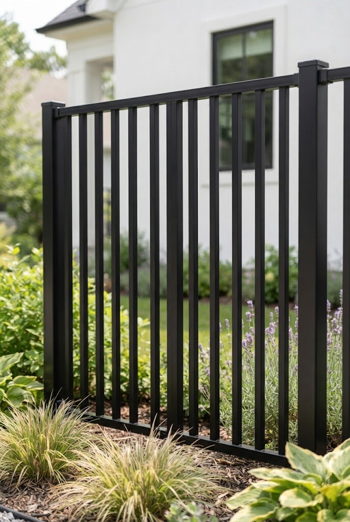 single budget trellis panel added to existing fence section for climbing vines