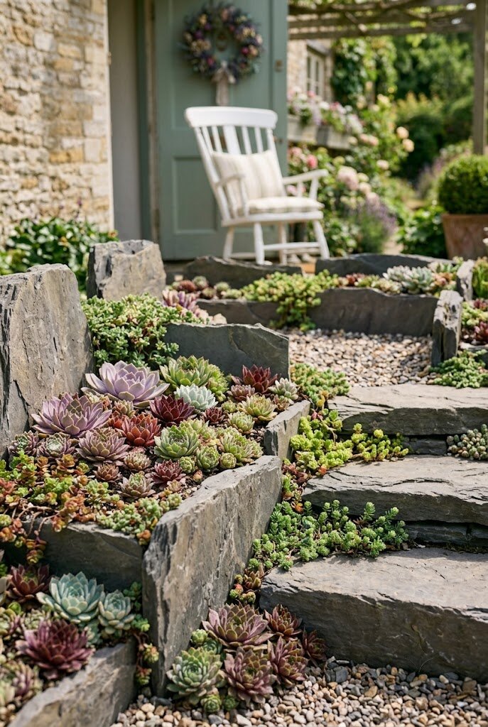 large blue-green agave planted as dramatic focal point in crushed granite landscape