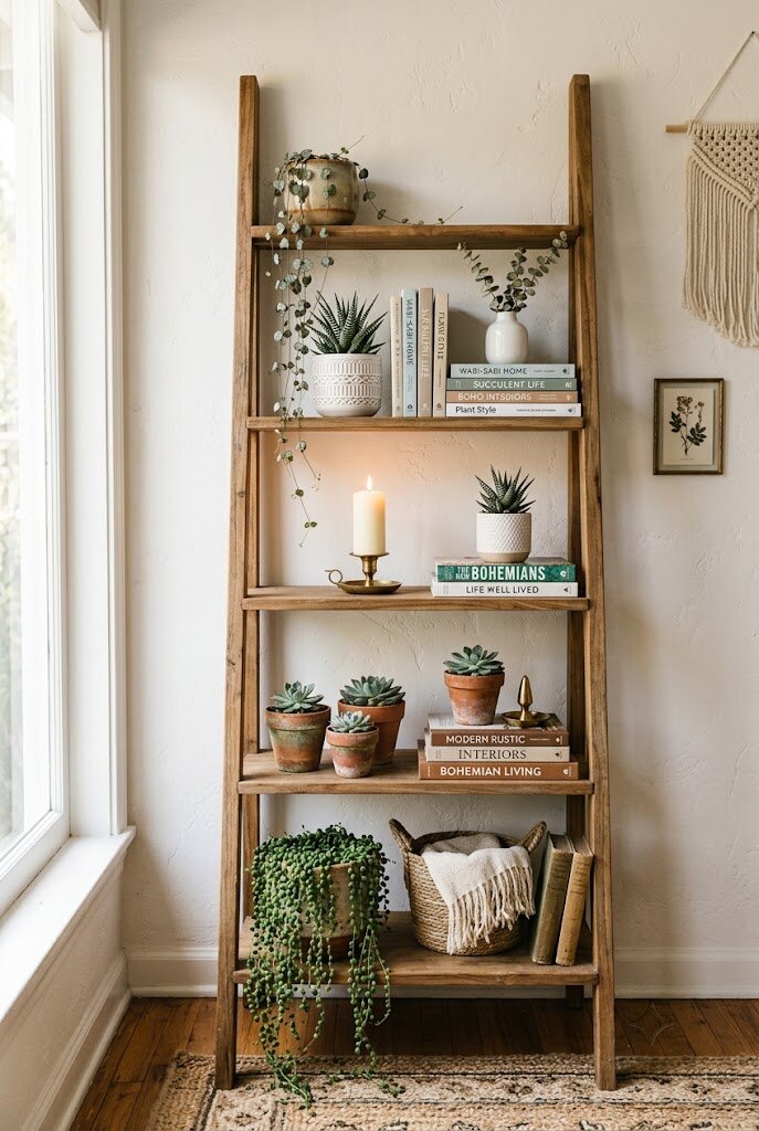 burro's tail succulent cascading from macrame hanger in bright window boho home decor